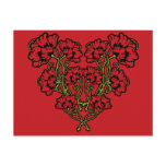 Art Nouveau Flower Heart Red Postcard