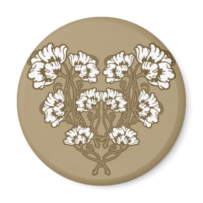 Art Nouveau Flower Heart Tan by opheliasart