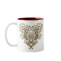 Art Nouveau Flower Heart Tan mugs