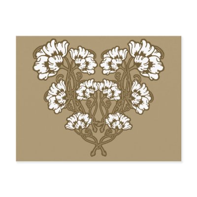 Art Nouveau Flower Heart Tan by opheliasart