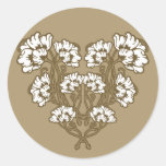 Art Nouveau Flower Heart Tan Stickers