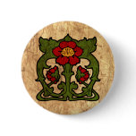 Art Nouveau Flower Motif Pinback Buttons