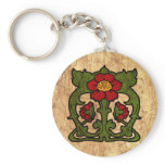 Art Nouveau Flower Motif Keychain
