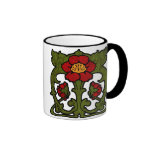 Art Nouveau Flower Motif Mugs