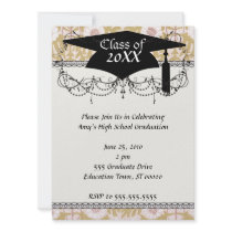 art nouveau flower pattern graduation custom announcement
