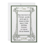 Art Nouveau Frame with vines and berries in green invitations