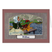 Art Nouveau Girl, Wheelbarrow, & Pier Greeting Cards