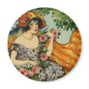 Art Nouveau Girl with Flowers magnets