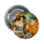 Art Nouveau Girl with Flowers Pins