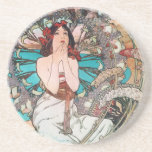 Art Nouveau Goddess Beverage Coaster