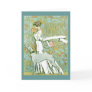Art Nouveau Greyhound and Lady with Flower Card