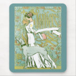 Art Nouveau Greyhound and Lady with Flower Mousepads