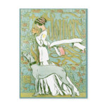 Art Nouveau Greyhound and Lady with Flower postcards