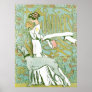 Art Nouveau Greyhound and Lady with Flower Print