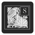 Art Nouveau Heron Monogram  Sticker