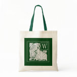 Art Nouveau Heron Monogram Tote Bag