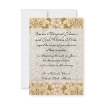 art nouveau intricate floral brown pattern custom announcements