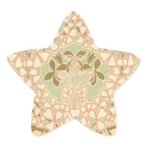 art nouveau intricate floral brown pattern star sticker