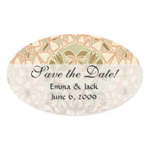 art nouveau intricate floral brown pattern oval stickers