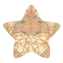 art nouveau intricate love hearts pattern star sticker
