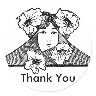 Art Nouveau Lady with Flowers Thank You by Cardgallery