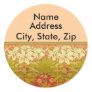 Art Nouveau Lilies Address Labels Round Stickers