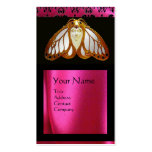 ART NOUVEAU MOTH BLACK PINK FUCHSIA SILK DAMASK BUSINESS CARD
