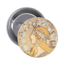 Art Nouveau ~ Mucha ~ LA PLUME Button