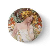 Art Nouveau - Mucha - Perfume Ad Pinback Button