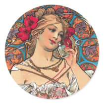 Art Nouveau - Mucha - Perfume Ad Sticker
