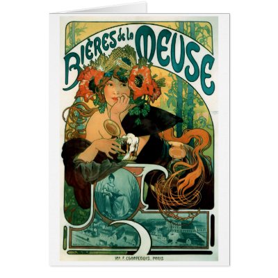 Art Nouveau: Mucha Poster Art - Bieres de la Meuse Card by VintageCabaret
