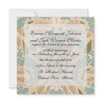 art nouveau nature botanical autumn pattern personalised invitations