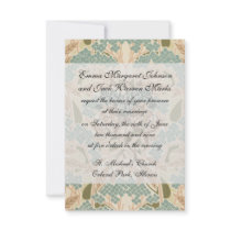 art nouveau nature botanical autumn pattern personalized announcements