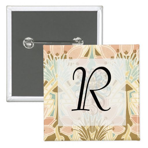 art nouveau nature floral pattern art pins