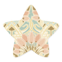 art nouveau nature floral pattern art star stickers