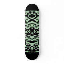 Art Nouveau Pattern in Green and Black. Skate Deck