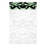 Art Nouveau Pattern in Green and Black. Personalized Stationery