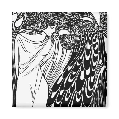 Art Nouveau Peacock Artwork - The Kiss by VintageCabaret