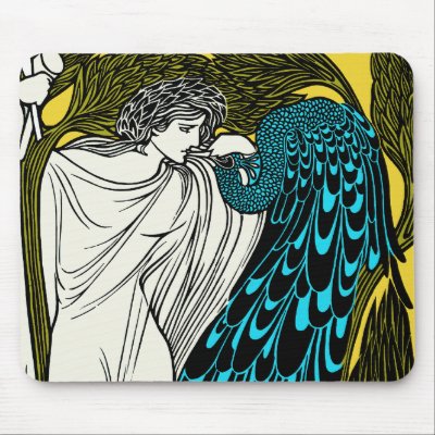 Art Nouveau Peacock Artwork - The Kiss by VintageCabaret