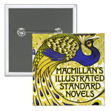 Art Nouveau:  Peacock Illustration Buttons