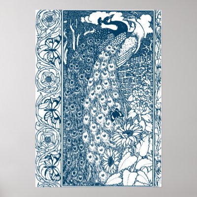 Art Nouveau Peacocks Poster by Cardgallery