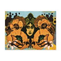 Art Nouveau Poppies Postcard