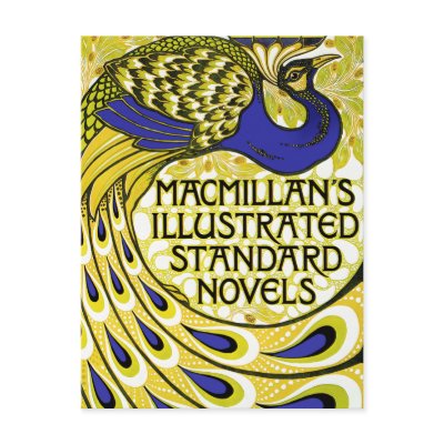 Art Nouveau Postcard: Peacock Illustration by VintageCabaret