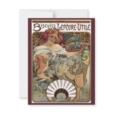 Art Nouveau Poster; Biscuits Lefevre Utile Custom Announcement by YesterdayCafe