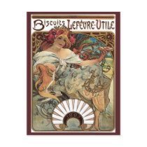 Art Nouveau Poster; Biscuits Lefevre Utile Post Cards
