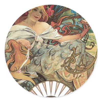 Art Nouveau Poster; Biscuits Lefevre Utile Round Sticker by YesterdayCafe