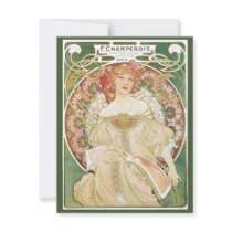 Art Nouveau Poster; Champenois; Alphonse Mucha Invites