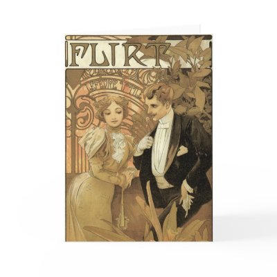 Art Nouveau Poster; Flirt Biscuit; Alphonse Mucha Greeting Cards by YesterdayCafe
