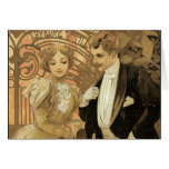 Art Nouveau Poster; Flirt Biscuit; Alphonse Mucha Greeting Cards