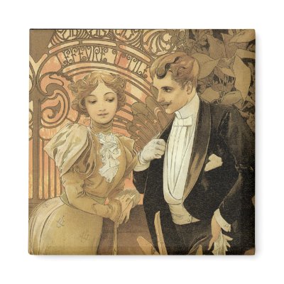 Art Nouveau Poster; Flirt Biscuit; Alphonse Mucha Magnet by YesterdayCafe